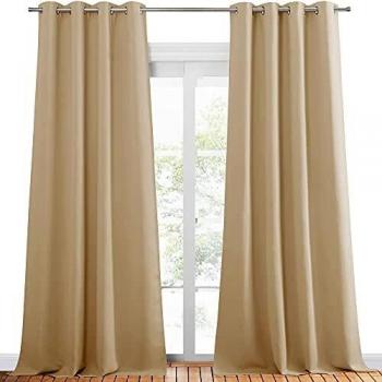 PONY DANCE Cortina 240 Alto Cortinas Opacas 2 Piezas Cortinas Termicas Aislantes Frio y Calor Cortinas para Ventanas Salon, 140x240 CM, Beige Oscuro