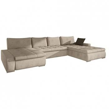 Sofá rinconero Comfivo 106 con función de descanso y caja de ropa de cama, 394x213x80 cm