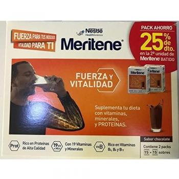Nestlé Meritene - Complemento alimenticio sabor chocolate PACK AHORRO DE 2 UNIDADES. Total 30 sobres