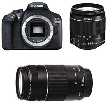 Cámara Canon EOS 1300D Kit con Lente EF-S 18-55mm f/3.5-5.6 IS II y Lente EF 75-300mm f/4-5.6 III