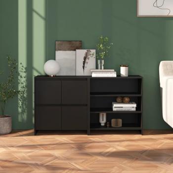 Aparador de 2 piezas madera manufacturada negro, Mueble de Almacenaje de Salón, Armarios con Puertas, Cajón de Madera, Buffet para salón Moderno, Armario Auxiliar, Armario de Almacen