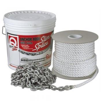 Quick 25ft Anchor Rode with 8mm Chain and 200ft of 9/16 Inch Three-Plait Rope