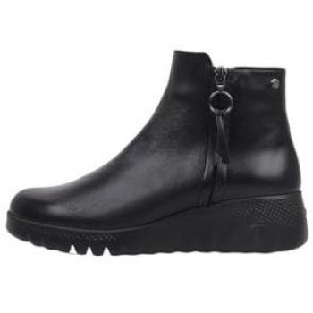 Botín negro de piel con cuña Fluchos Live F2100 para mujer, color negro, talla 39