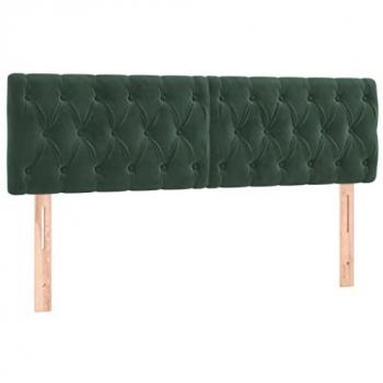 Cabecero con LED de Terciopelo Verde Oscuro 160x7x78/88 cm