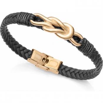 Pulsera de hombre Magnum de acero en Ip dorado y cuero negro VICEROY - 1466P01012