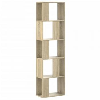 Librería de 5 niveles en madera de ingeniería, dimensiones 45x23,5x162,5 cm, disponible en colores Blanco, Negro y Roble Sonoma; ideal para oficina, estudio o dormitorio como mueble de almacenamiento