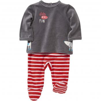 VERTBAUDET Lote de 2 pijamas de terciopelo para bebé, 2 prendas Lote Rojo 1M - 54CM
