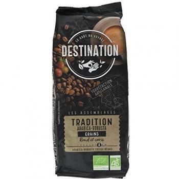 Destination - Café Ecológico en Grano - 1 kg - Especial Restauración - Apto para Veganos - Café de Tradición Arábica Robusta - Tostado Artesanalmente - Intensidad Media Alta