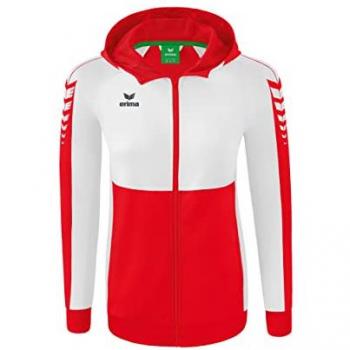 Erima Sudadera Con Cremallera Six Wings Training, chaqueta de entrenamiento con capucha para mujer, color rojo/blanco, talla 36