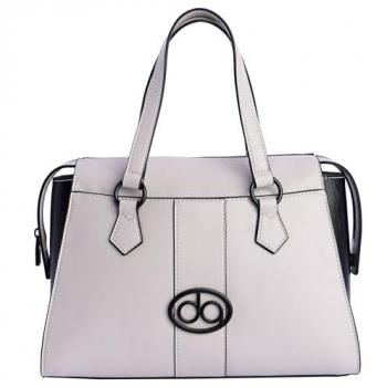 Bolso de mano DON ALGODÓN Padua blanco con cremallera en piel sintética y logotipo troquelado en metal