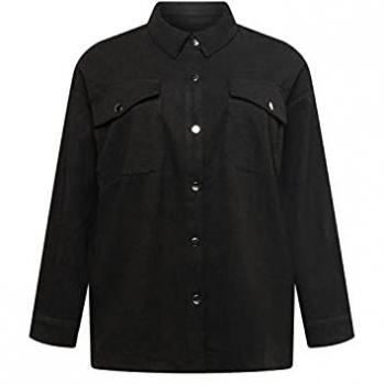 Urban Classics Women's Classic Overshirt - Plus Size Dark Brown Charcoal 2XL