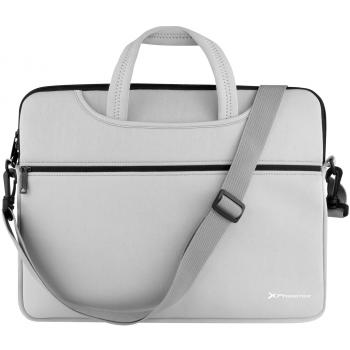 Funda Maletín de Neopreno con Asas y Correa para Portátiles hasta 14 Pulgadas, Interior Terciopelo, Gris - Phoenix Basics PHBASICSH14G