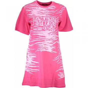 Chic Pink Print Short Sleeve Dress - XS