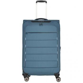 Travelite Skaii L Expandable 4-Wheel Trolley 78cm Panoramic Blue - Lightweight Recycled Polyester (91-98L)