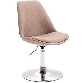 Silla de Comedor Maverick Tapizada en Tela Gris Topo, Giratoria y Ajustable en Altura, Base Cromada