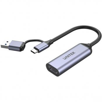 Unitek V1167A Tarjeta de captura de vídeo HDMI a USB-C/A, 4K HDMI 1.4b para streaming