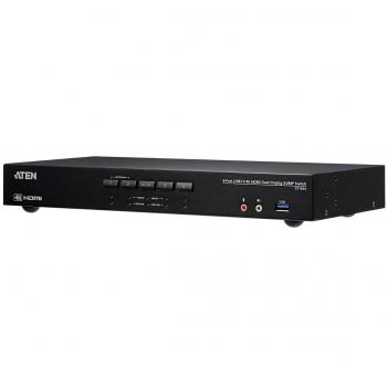ATEN CS1844 4 Port 4K 60Hz HDMI Dual Display KVM Switch with USB 3.0, supports resolutions up to 4096 x 2160 pixels (4K DCI), power consumption of 4