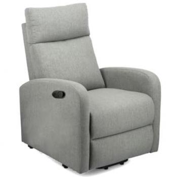 Butaca Reclinable Manual Berga en Color Gris con Reposapiés Elevable y Tela de Alta Calidad