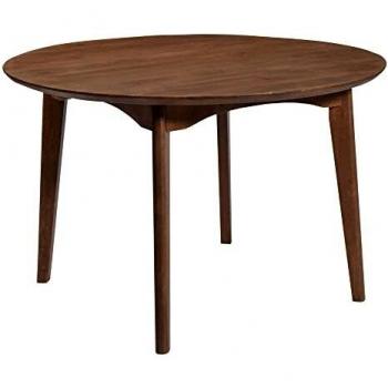 LOLAhome Mesa de Comedor para 4 Personas Redonda de Madera de Mango Natural Oscura de Ø 120x76 cm