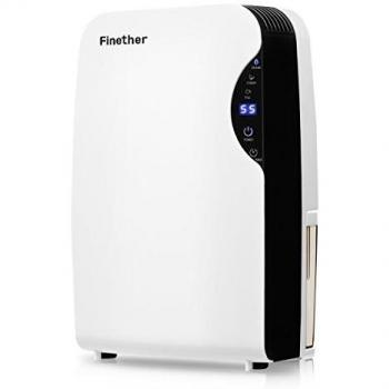 Finether- Mini Deshumidificador Digital ,2.5L de Tanque de Agua,Capacidad 500ML/Día,Blanco