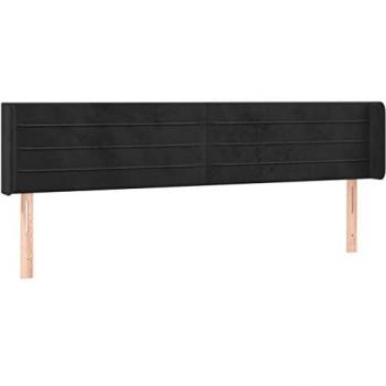 Cabecero con LED de terciopelo negro 183x16x78/88 cm
