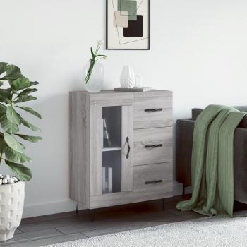 Aparador de madera contrachapada 69,5x34x90 cm Mueble de Almacenaje de Salón, Buffet para salón, Armario Auxiliar, Armario de Almacenamiento en color gris Sonoma