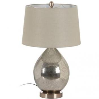 Lámpara de Mesa Plateada de Metal y Cristal 60 W 220-240 V 40 x 40 x 64 cm