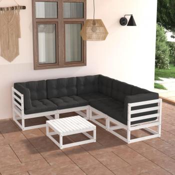 6-Piece Solid Pine Wood Garden Lounge Set with Cushions