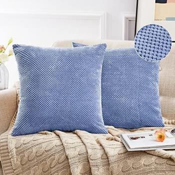 Deconovo Funda Cojin Almohada, para Salon Comedor, de Pana Suaves Decorativas, 2 Piezas, 65x65cm, Violeta