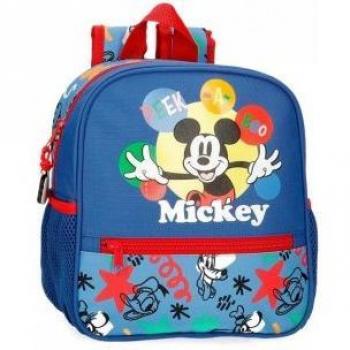 Mochila de guardería Mickey Mouse Peek a Boo con bolsillos laterales