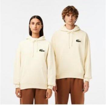 Sudadera Unisex Loose Fit Lacoste Beige 3XL con capucha de algodón ecológico