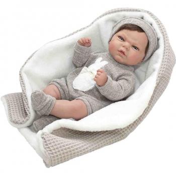 Muñeca Roma con 36 sonidos y mantita beige de Rosa Toys
