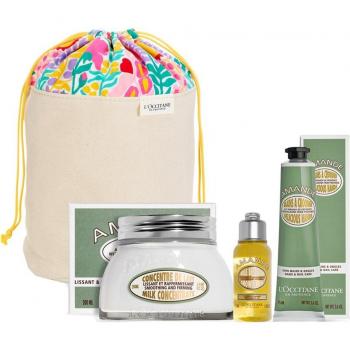 Estuche de regalo L'Occitane en Provence Almendra - Incluye Concentrado de leche de almendras alisante y reafirmante (200mL), Aceite de ducha (35mL) y Crema de manos