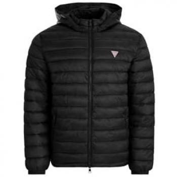 Guess Black Hooded Short Puffer Jacket for Men, Size S