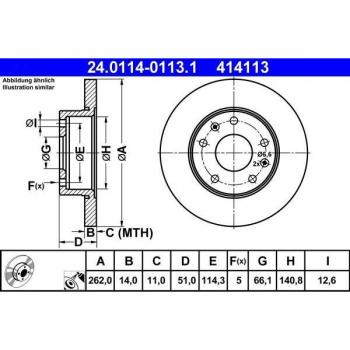 Disco de freno ATE 24.0114-0113.1 frente, completo, 1 pieza