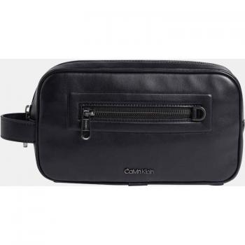 Calvin Klein - Bolso de mano mediano negro con asa corta y bolsillo frontal
