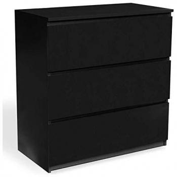 Arcón TOMI 3 Cajones 78 cm Madera Negro Diseño Contemporáneo