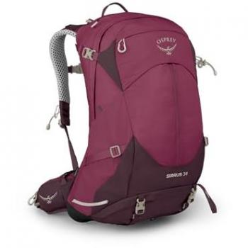 Osprey Sirrus 34 Mochila de Montaña para Mujer en Color Lila Elderberry Purple/Chiru Tan, Capacidad de 34 Litros