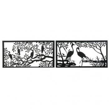 Figura Decorativa DKD Home Decor 96 x 1 x 50 cm Negro Pájaros (2 Unidades)