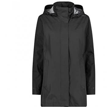 CMP Women's Black Rain Jacket with Hood and Snaps