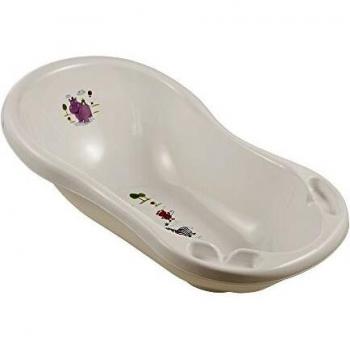 keeeper Bañera ergonómica con tapón Hippo, de 0 a 12 meses, 84 cm, Maria, blanco