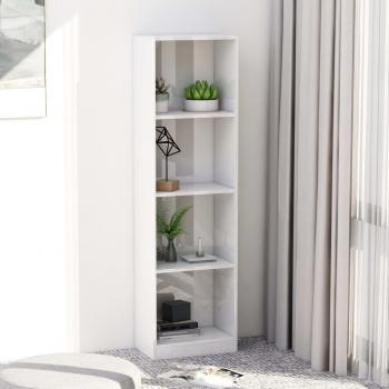 Estantería 4 estantes blanca pulida de madera multicapa, dimensiones 40x24x142 cm