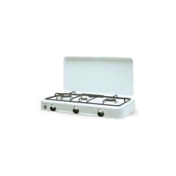 Hornillo de Gas Orbegozo FO3450, Blanco, 3 Quemadores, Butano o Propano, 750-1800W