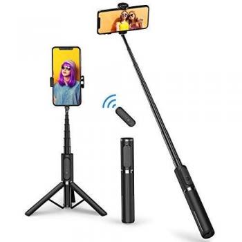 ATUMTEK Palo Selfie Trípode Bluetooth, Mini Extensible 3 en 1 Selfie Stick de Aluminio con Mando a Distancia Inalámbrico 270° Rotación para iPhone 12/11/XS MAX/XS/XR/X/8 Plus/8, Samsung, Xiaomi y Más