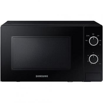 Samsung Microondas MS20A3010AL/EG, 20 litros de capacidad, potencia de 800 W, función de descongelación, 6 niveles de potencia, diseño en color negro y plata, panel de control mecánico