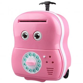 Hucha electrónica, Aappy Cartoon Trolley Case Moneda de contraseña de banco de dinero infantil con caja de ojo de la música parpadeante