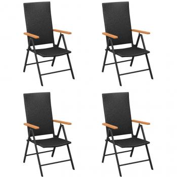 vidaXL Garden Chairs 4 pcs Poly Rattan Black