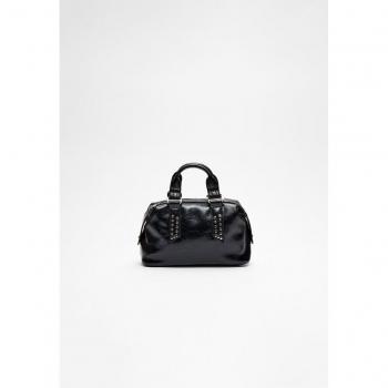 Studded Black Bowling Crossbody Bag OS