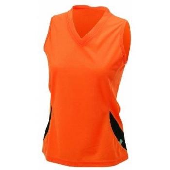 James & Nicholson Ladies' Running Tank - Camiseta tirantes de running para mujer, color naranja / negro, talla S