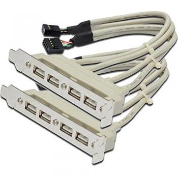 Digitus USB Soportes ech Cable, 4 x Tipo A – 2 x 10pin IDC, 0.25 m de largo, compatible con USB 2.0, color beige 2x Slotblech